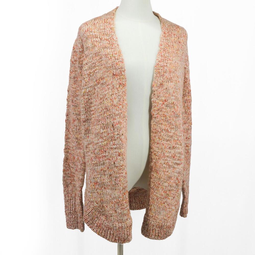 LOFT Multicolor Marled Open Front Cardigan Wool Alpaca Blend Cozy Knit Sweater S